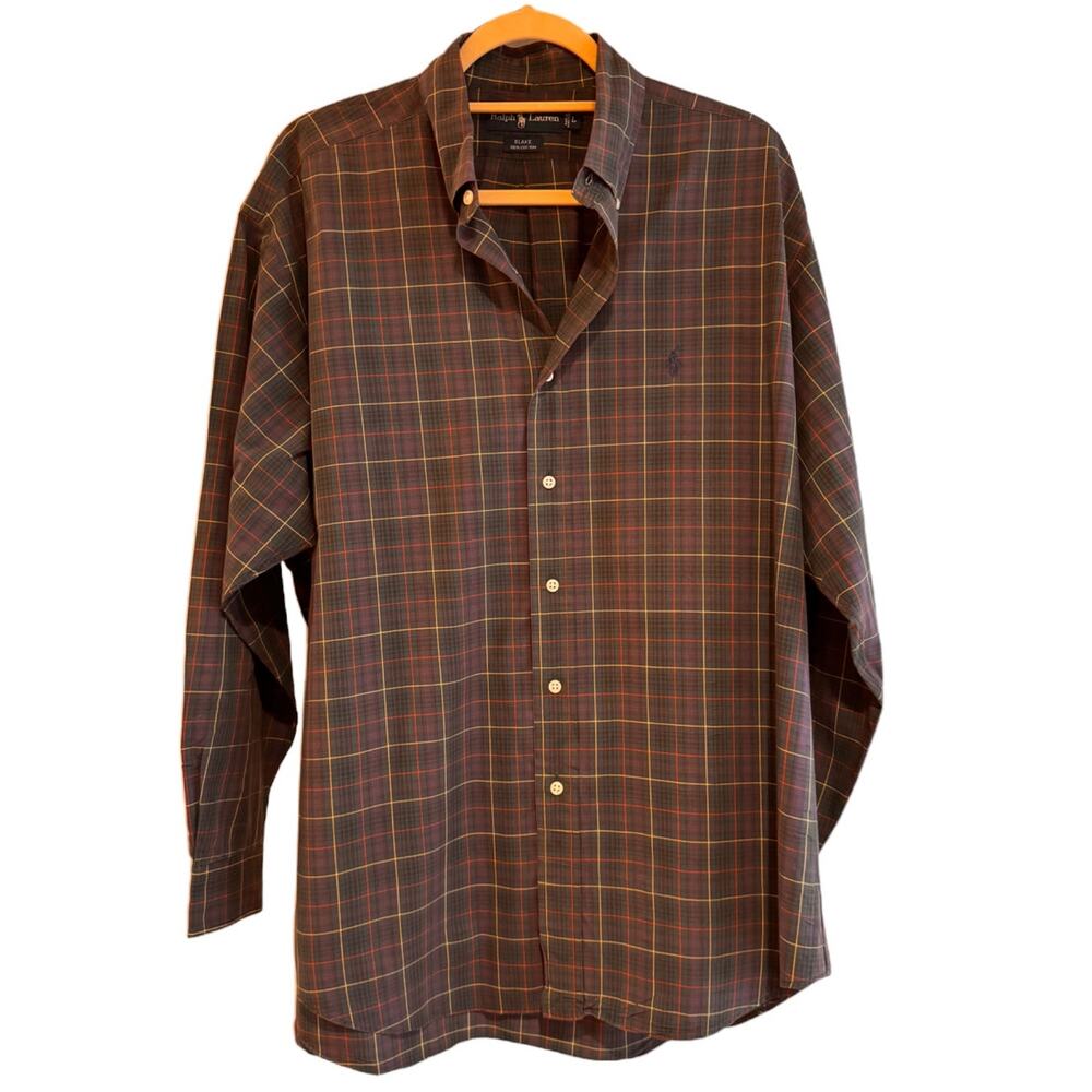 Ralph Lauren | Men's Blake Button Down Shirt Size L Green Tartan Plaid Navy Pony